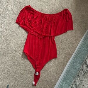 Fashion nova red off the shoulder body suit